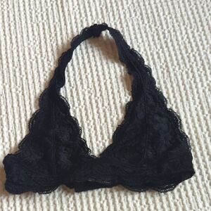 Halter Top Anemone Bra Bralette Size Small Medium Black Lace